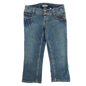 Paris Blues‎ Denim Capri Pants Womens Blue Embellished Pockets Cropped Jeans